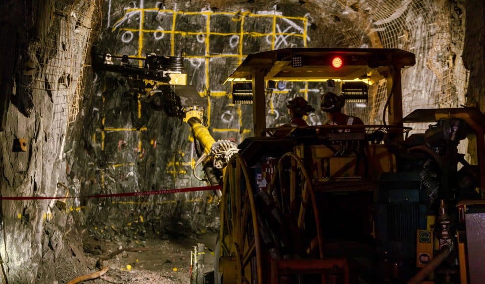 Pan American Silver Employees Working with Heavy Machinery in Mine