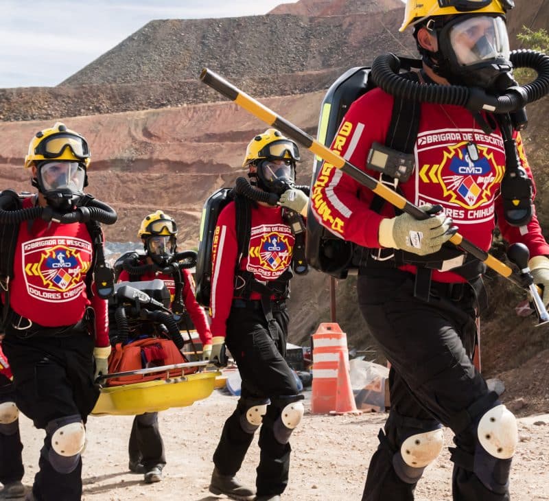 Fire-Rescue Team Members Conducting Drills